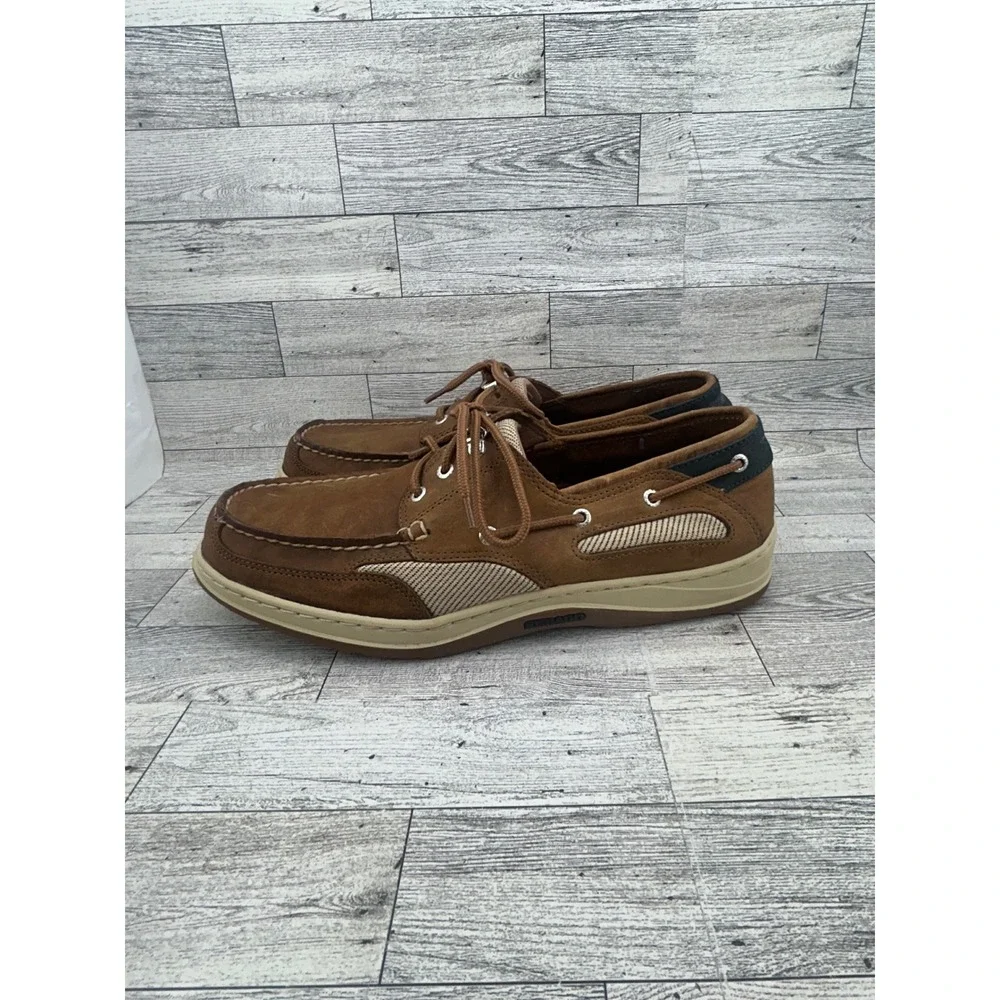Sebago‎ Cyphon Sea Fisherman Men Brown Leather Boat Shoes B24367 Size 10.5 M